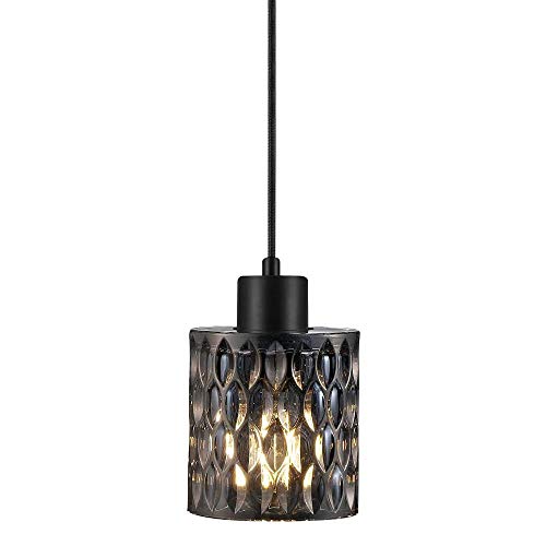Nordlux Pendelleuchte HOLLYWOOD, Höhe 17.7cm, Schirm Ø 10.8cm, Pendel 300cm, E27 max. 60W, Rauchglas/Schwarz EEK: A++ - D von Nordlux