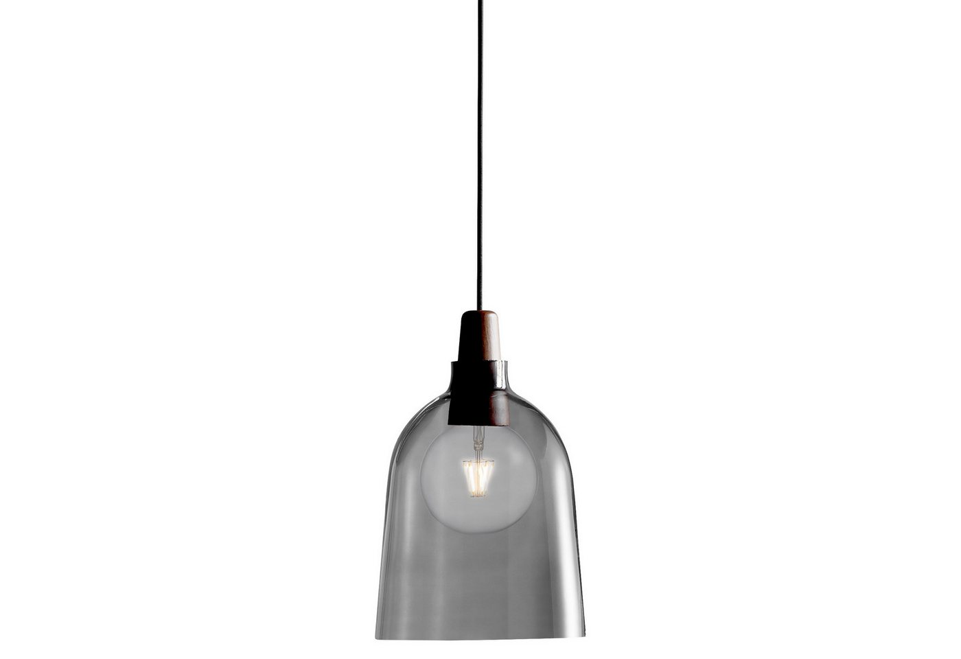 Nordlux Pendelleuchte Hängeleuchte Karma Ø24cm rauch Pendel E27 Glas Holz, ohne Leuchtmittel von Nordlux