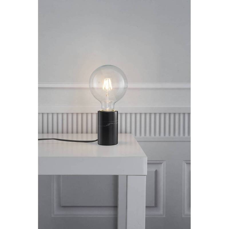 home24 Tischleuchte Siv 6 x 10 x 6cm Schwarz/Schwarz Marmor E27 von home24