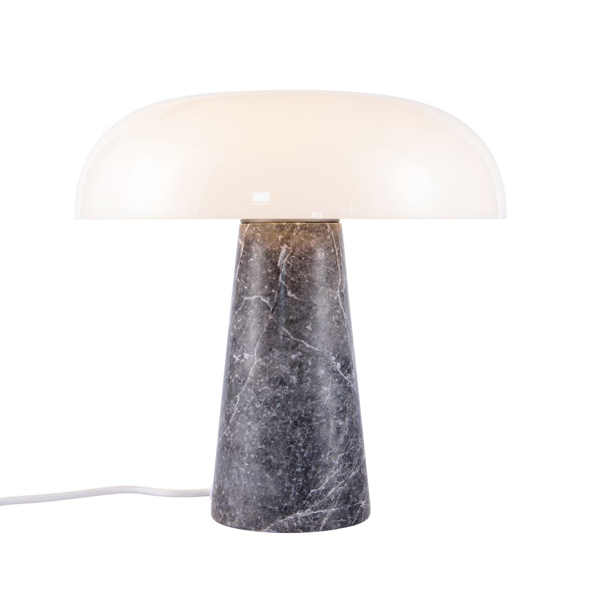 dftp GLOSSY Tischlampe grau, opal weiß Marmor E27 mit Kabelschalter 32x32x32cm von Nordlux