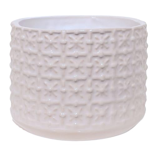 Nordring Retro Übertopf Vintage Pflanztopf für Zimmerplanzen, Sukkulenten Blumentopf Cross S (10 cm ø), weiß, Keramik von Nordring