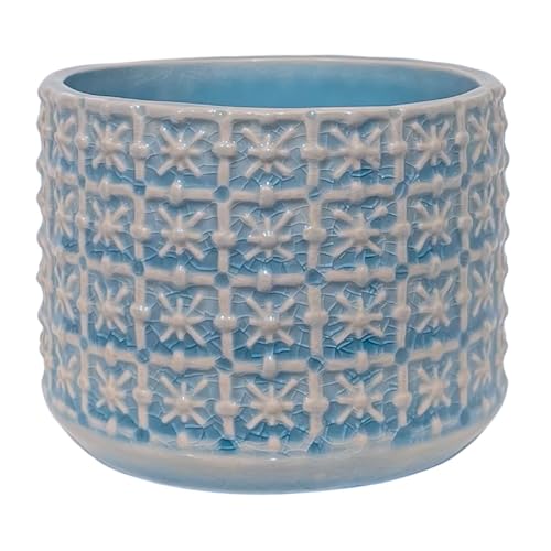 Nordring Retro Übertopf Vintage Pflanztopf für Zimmerplanzen, Sukkulenten Blumentopf Cross S (10 cm ø), Sky Blue, Keramik von Nordring