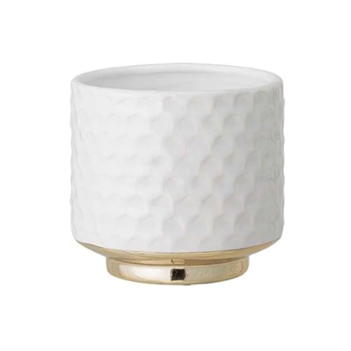 Nordring Retro Übertopf Vintage Pflanztopf für Zimmerplanzen, Sukkulenten Blumentopf Goldy S (10 cm ø), weiß, Keramik von Nordring