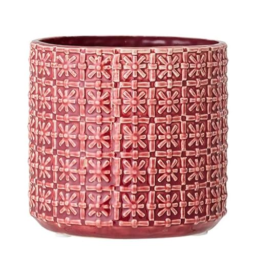 Nordring Retro Übertopf Vintage Pflanztopf für Zimmerplanzen Blumentopf Cross M (12,5 cm ø), rot, Keramik von Nordring