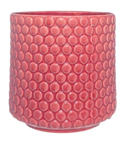 Nordring Retro Übertopf Vintage Pflanztopf für Zimmerplanzen Blumentopf Dotty L (15,5 cm ø), rot, Keramik von Nordring