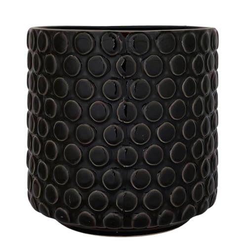 Nordring Retro Übertopf Vintage Pflanztopf für Zimmerplanzen Blumentopf Dotty M (12,5 cm ø), schwarz, Keramik von Nordring