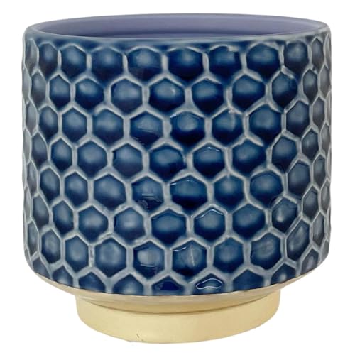 Nordring Retro Übertopf Vintage Pflanztopf für Zimmerplanzen Blumentopf Goldy S (10 cm ø), blau, Keramik von Nordring