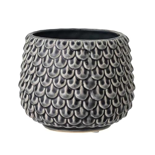 Nordring Retro Übertopf Vintage Pflanztopf für Zimmerplanzen Blumentopf Pino M (13,5 cm ø), dunkelgrau, Keramik von Nordring