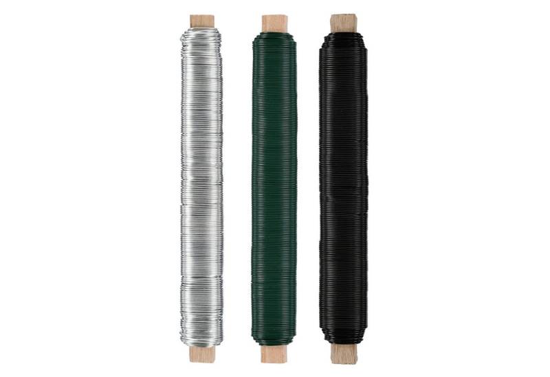 Nordstern Bindedraht Blumendraht Basteldraht 3er Pack, (Grün/Schwarz/Silber), Wickeldraht Ø 0,65 mm x 38 m von Nordstern