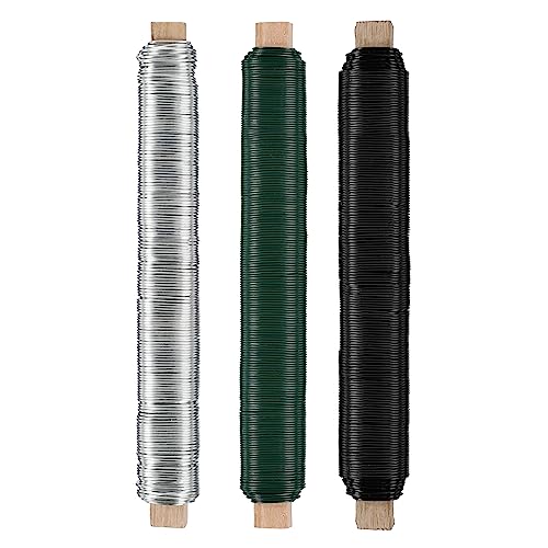 Nordstern Blumendraht Basteldraht Grün/Silber/Schwarz 3er Pack - Wickeldraht Ø 0,65 mm x 38 m von Nordstern