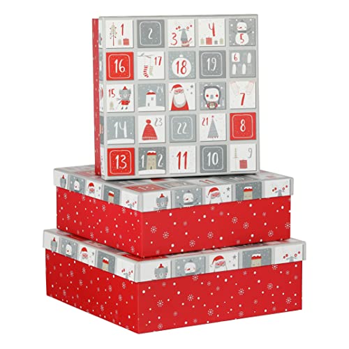 Nordstern Geschenkbox für Weihnachten – Geschenkschachteln in verschiedenen Größen 'Adventskalender' - 3er Set von Nordstern