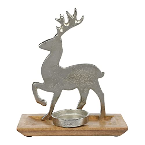 Nordstern Kerzenhalter 'Hirsch' in Alu-Mangoholz - 23 x 11 x 27 cm von Nordstern