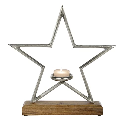 Nordstern Kerzenhalter 'Stern' aus Alu-Mangoholz - 42 x 7,5 x 42 cm von Nordstern