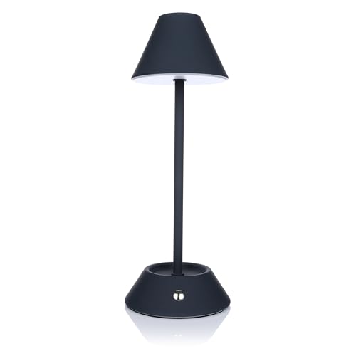 Nordstern LED Akku Tischlampe - Wiederaufladbare Tischleuchte mit USB-C Anschluss - Kabellos und dimmbar mit 3 Farbtemperaturen 3000K-6000K über Touch-Schalter - 28,5 cm (Dunkelblau) von Nordstern