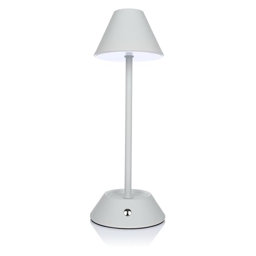 Nordstern LED Akku Tischlampe - Wiederaufladbare Tischleuchte mit USB-C Anschluss - Kabellos und dimmbar mit 3 Farbtemperaturen 3000K-6000K über Touch-Schalter - 28,5 cm (Hellgrau) von Nordstern