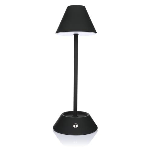 Nordstern LED Akku Tischlampe - Wiederaufladbare Tischleuchte mit USB-C Anschluss - Kabellos und dimmbar mit 3 Farbtemperaturen 3000K-6000K über Touch-Schalter - 28,5 cm (Schwarz) von Nordstern