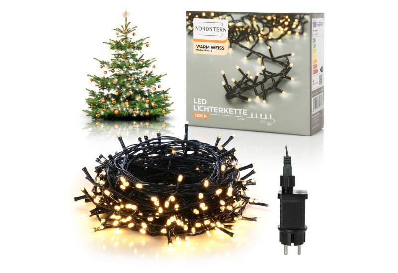 Nordstern LED-Lichterkette WarmWeiß von 24 bis 1.200 LED Weihnachtsdeko für Innen und Außen, mit Stecker 180 LED - 13,5 m für Weihnachtsbaum von Nordstern