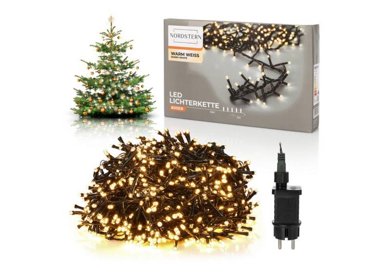 Nordstern LED-Lichterkette WarmWeiß von 24 bis 1.200 LED Weihnachtsdeko für Innen und Außen, mit Stecker 800 LED - 16 m für Weihnachtsbaum von Nordstern