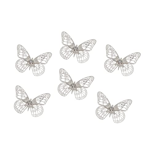 Nordstern Tischdeko 'Schmetterling mit Strass' Silber 6er Set - 5 x 4 x 1 cm von Nordstern