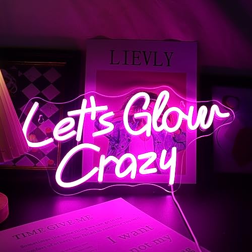 LED "Let's Glow Crazy" Neon Zeichen Licht Up Zeichen für Schlafzimmer Home Game Room Hotal Café Bier Pub Bar Party Schreibtisch Wandkunst Dekorationen Weihnachten Geburtstagsgeschenke (rosa) von Nordstylee