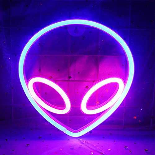 Nordstylee Alien-Neonschilder, LED-Alien-Nachtlichter für Kinder, Geburtstagsfeier, Weihnachten, Spiel, Büro, Wandkunst, Dekoration, Schild, Partyzubehör, Geschenk, Blau und Rosa von Nordstylee