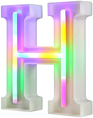 Nordstylee Leuchtende LED-Buchstaben-Lichter, Neon-Buchstaben-Nachtlichter für Wand, Geburtstagsparty, Weihnachten, Hochzeitsdekoration, bunte Buchstaben (H) von Nordstylee