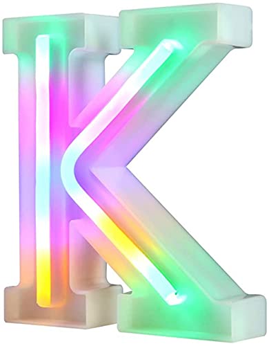 Nordstylee Leuchtende LED-Buchstaben-Lichter, Neon-Buchstaben-Nachtlichter für Wand, Geburtstagsparty, Weihnachten, Hochzeitsdekoration, bunte Buchstaben (K) von Nordstylee