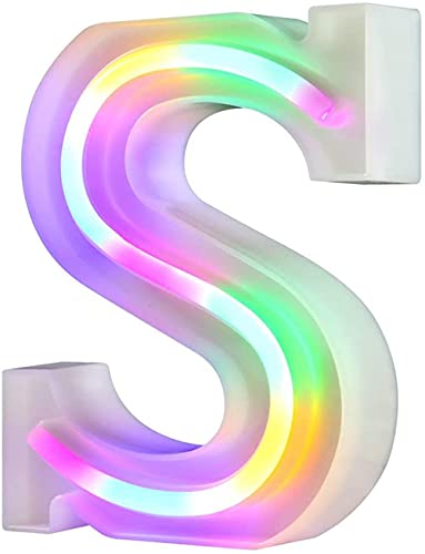 Nordstylee Leuchtende LED-Buchstaben, Neon-Buchstaben, Nachtlichter für Wand, Geburtstagsparty, Weihnachten, Hochzeitsdekoration, bunte Buchstaben (S) von Nordstylee