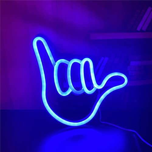 Nordstylee LED Hand Form Finger Neon Zeichen Lichter Hängende Dekorative Neon Lichter USB oder Batteriebetrieben für Zuhause Bar Weihnachten Geburtstag Party Geschenk Kunst Wand Dekoration Hellblau von Nordstylee