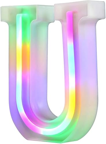 Nordstylee Leuchtende LED-Buchstaben-Lichter, Neon-Buchstaben-Nachtlichter für Wand, Geburtstagsparty, Weihnachten, Hochzeitsdekoration, bunte Buchstaben (U) von Nordstylee