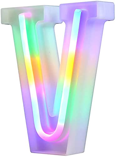 Nordstylee Leuchtende LED-Buchstaben-Lichter, Neon-Buchstaben-Nachtlichter für Wand, Geburtstagsparty, Weihnachten, Hochzeitsdekoration, bunte Buchstaben (V) von Nordstylee