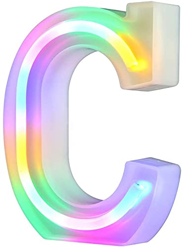 Leuchtende LED-Buchstaben-Lichter, Neon-Buchstaben, Nachtlichter für Wand, Geburtstag, Party, Weihnachten, Hochzeitsdekoration, bunte Buchstaben (C) von Nordstylee
