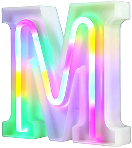 Nordstylee Leuchtende LED-Buchstaben-Lichter, Neon-Buchstaben-Nachtlichter für Wand, Geburtstagsparty, Weihnachten, Hochzeitsdekoration, bunte Buchstaben (M) von Nordstylee