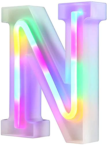 Nordstylee Leuchtende LED-Buchstaben, Neon-Buchstaben, Nachtlichter für Wand, Geburtstagsparty, Weihnachten, Hochzeitsdekoration, bunte Buchstaben (N) von Nordstylee