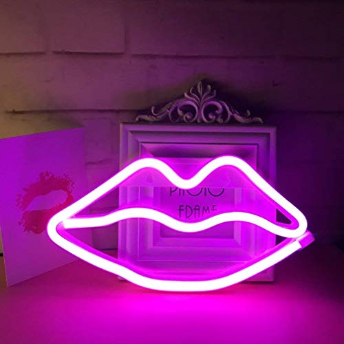Nordstylee Neon-Lichtschilder, LED-Lippen, Nachtlichter, Dekor-Lichter für Kinder, Geschenk, Wand, Geburtstag, Party, Weihnachten, Hochzeitsdekoration (Pink) von Nordstylee