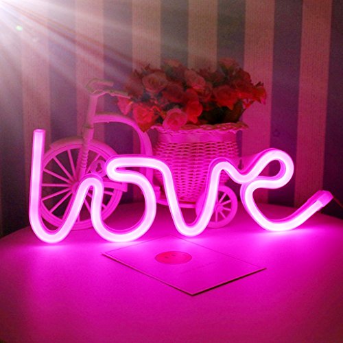 Nordstylee Neon-Leuchtschilder, LED-Liebesnachtlichter, Dekolichter f?r Kinder, Wand-/Raumdekoration, Geburtstagsparty, Weihnachten, Hochzeitsdekoration (Rosa) von Nordstylee