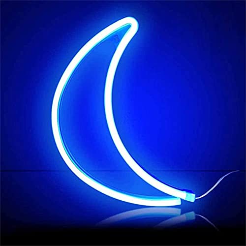 Nordstylee Neon-Mond-Schilder, USB- oder batteriebetrieben, dekorative Lichter für Kinderzimmer/Geburtstagsparty/Urlaub/Hochzeitsdekoration (blau) von Nordstylee