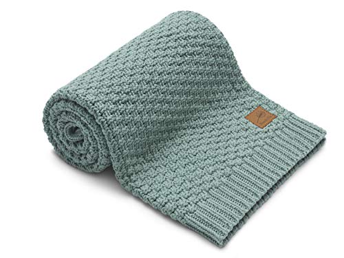 Nordville Babydecke - Grün 70x100 cm Erstlingsdecke Kuscheldecke Stickdecke aus 100% Bio Baumwolle von Nordville