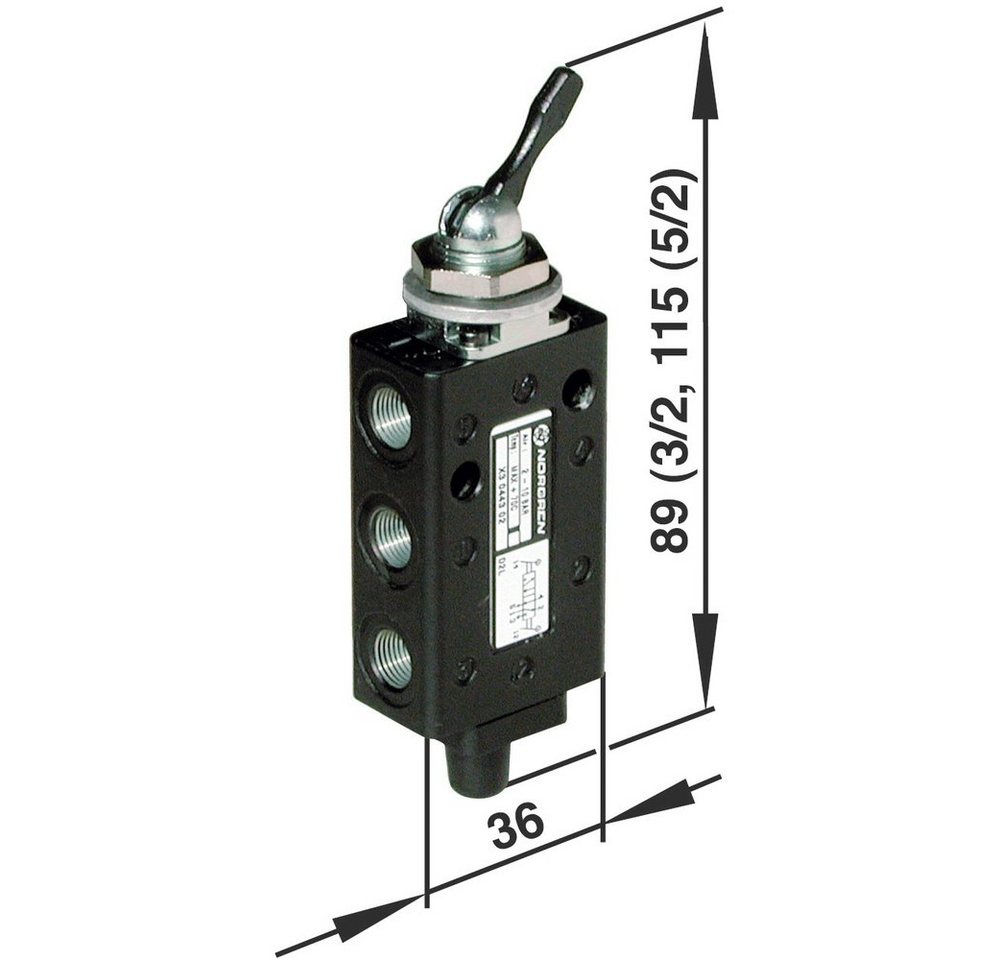 Norgren Druckluftgeräte-Set Norgren Mechanischbetätigtes Pneumatik-Ventil 03040302 Gehäusemateri von Norgren