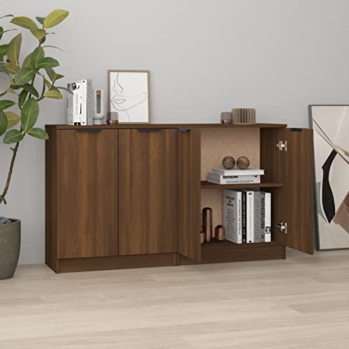 Norheim Sideboard 2 STK. Wohnzimmerschränke Komodenschrank Kommode Mit Schubladen Kommode Schlafzimmer Mehrzweckkommode Braun Eichen-Optik 60x30x70 cm Holzwerkstoff von Norheim