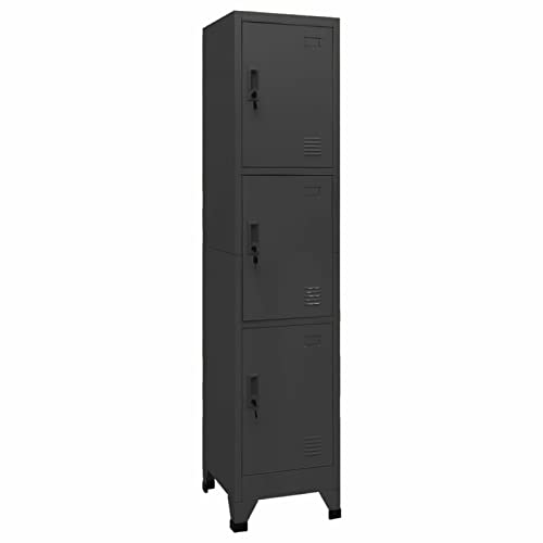 Norheim Spind Stahlschrank Metallschrank Spinte Schrank Metall Schließfachschrank Metallschrank Abschließbar Metallspind Schmal Anthrazit 38x45x180 cm Stahl, Mit 3 Schließfächern Norheim Spind Stahlschrank Metallschrank Spinte Schrank Metall Schließfachschrank Metallschrank Abschließbar Metallspind Schmal Anthrazit 38x45x180 cm Stahl, Mit 3 Schließfächern von Norheim