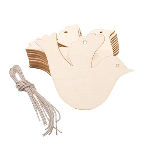 Norhogo 10 Stücke Vogel Holzscheiben zum Bemalen und Basteln Weihnachtsbaumanhänger Holz Geschenkanhänger Weihnachtsdekoration aus Holz zum Aufhängen, Vogel Schild mit Schnur für Weihnachtsschmuck von Norhogo