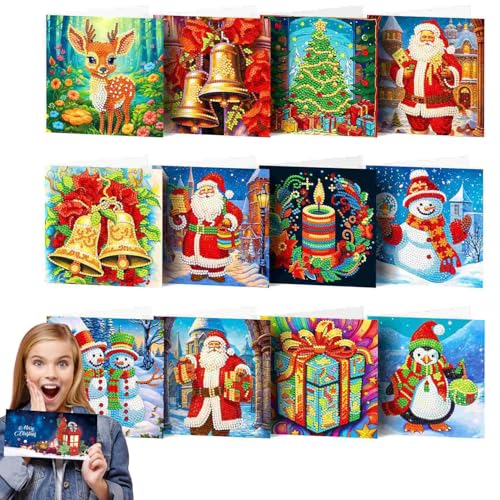 Norhogo 12 Stücke Diamond Painting Karten Weihnachten, 5D DIY Grußkarten, Diamant Painting für Freunde und Familie Norhogo 12 Stücke Diamond Painting Karten Weihnachten, 5D DIY Grußkarten, Diamant Painting für Freunde und Familie von Norhogo
