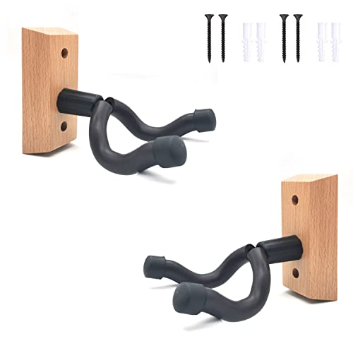 Norhogo 2 Stück Gitarre Wandhalterung für Wand, Gitarren Wandhalterung Holz, für Bass, E-gitarre, Banjo Universal Holz Gitarrenständer, Klassische Akustikgitarre Haken, Kommt mit zwei Paddeln von Norhogo