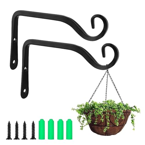 Norhogo 2 Stück Pflanzenhalterung Wand Blumenampelhalter 15cm Blumenampel Haken, zum Aufhängen von Pflanzer Vogelhäuschen Laterne Windspiele Wandleuchter Schwarz von Norhogo
