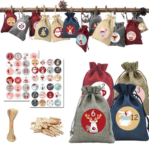 Norhogo 24 Stück Adventskalender zum Befüllen, Weihnachtsdeko Tüten/Säckchen, 24 Filzbeuteln und Stoffbeutel, Adventskalender Zahlen Aufklebern, WeihnachtskalenderGeschenktüten Weihnachten Norhogo 24 Stück Adventskalender zum Befüllen, Weihnachtsdeko Tüten/Säckchen, 24 Filzbeuteln und Stoffbeutel, Adventskalender Zahlen Aufklebern, WeihnachtskalenderGeschenktüten Weihnachten von Norhogo