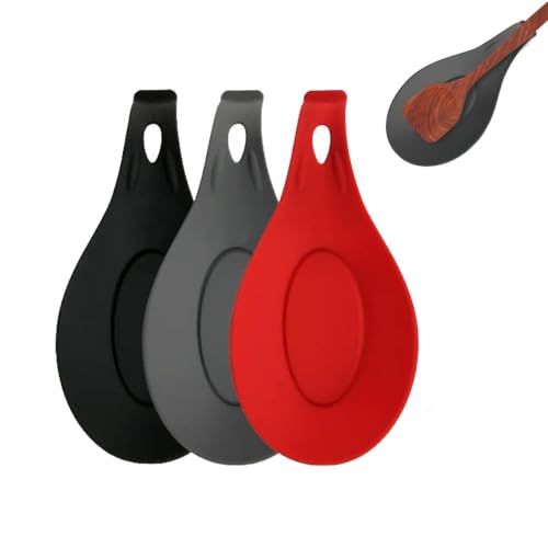 Norhogo 3 Stück Silikon löffelablage, Löffel Rest Kochlöffel Ablage Küche Spoon Küchenutensilien Ablage Löffel Ständer Kochlöffelablage aus Silikon, für Küche Zuhause Restaurant von Norhogo