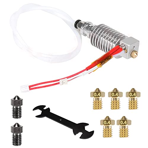 Norhogo 3d drucker zubehör druckkopf 12V mit 2 Stück V6-Düse aus gehärtetem Stahl 0.4mm 5 Stück V6 Messingdüsen 0,4mm und Sechs in einem Schraubenschlüssel für Anycubic i3 mega von Norhogo