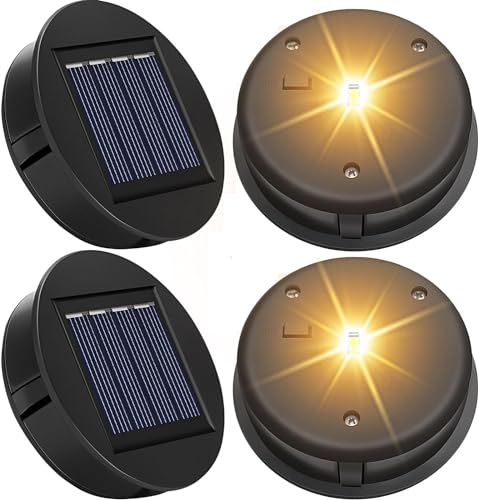 Norhogo 4 Stück Solarleuchten Ersatzteile, Solar Ersatzdeckel 8cm, Solarlampen Ersatz Top mit Led, Led Solarmodule Ersatz, Wasserdicht IP44, Ersatz Solarmodul für Gartenleuchten Terrasse DIY von Norhogo