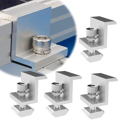 Norhogo 4 Stück Solarmodul Halterung Endklemmen Aluminium Befestigung Solarmodul Solarpanel Halterung, Befestigung Solarmodul, Solarpanel Halterung flachdach 30mm von Norhogo